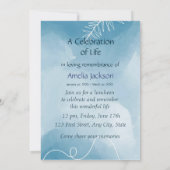 Service commémoratif Invitation Bleu Feuilles bota (Dos)