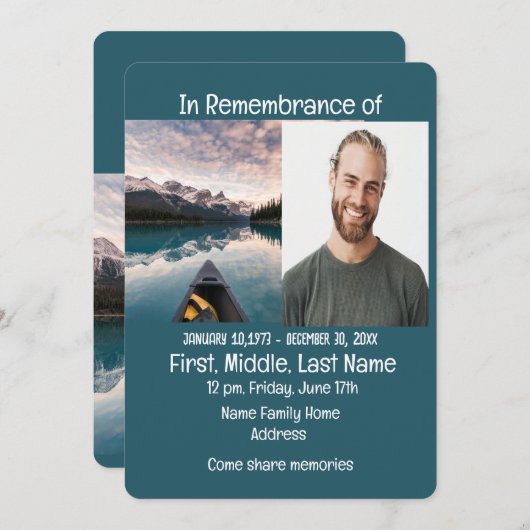 Service commémoratif Invitation Canotage (Devant / Derrière)