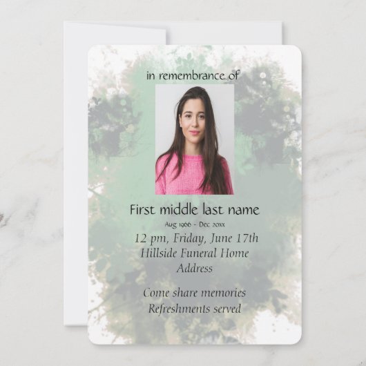 Service commémoratif Invitation cri Chouette Oisea (Dos)