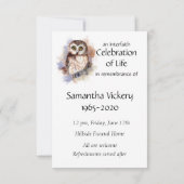 Service commémoratif Invitation Cute Owl Bird (Dos)