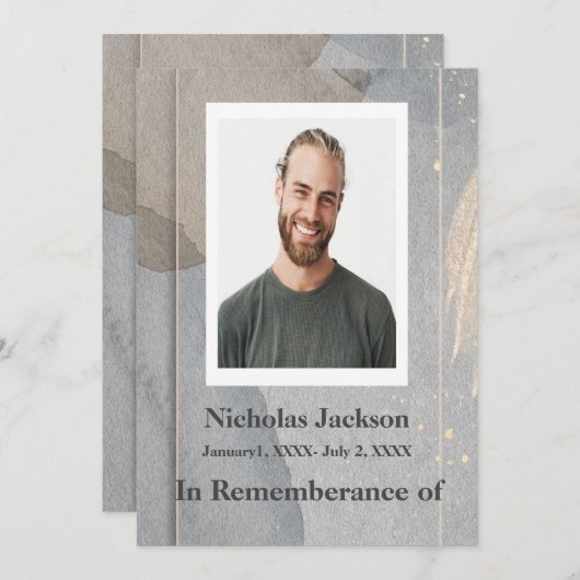 Service commémoratif Invitation Granite Pierre gri (Devant / Derrière)