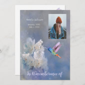 Service commémoratif Invitation Hummingbird White  (Devant / Derrière)