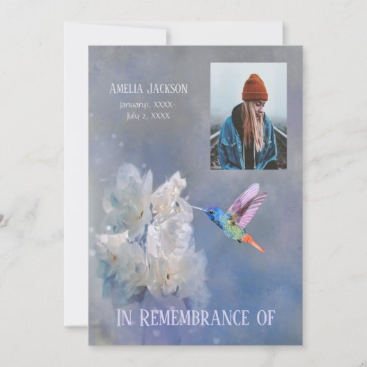 Service commémoratif Invitation Hummingbird White (Devant)