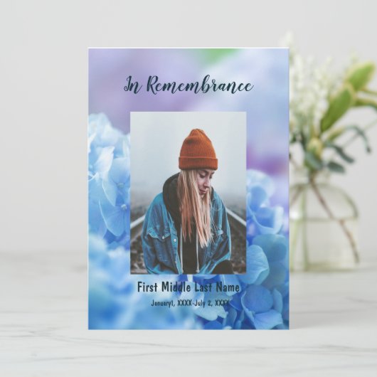 Service commémoratif Invitation Hydrangea Garden F (Debout devant)