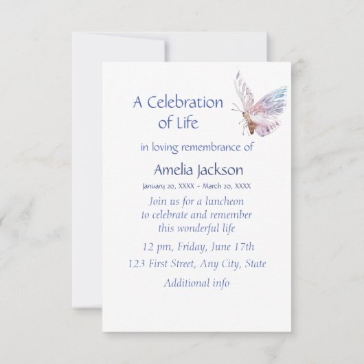 Service commémoratif Invitation Jardin Fleurs papi (Dos)