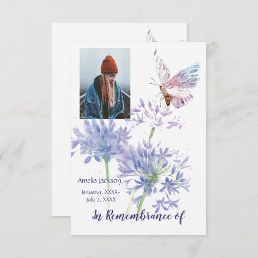 Service commémoratif Invitation Jardin Fleurs papi (Devant / Derrière)