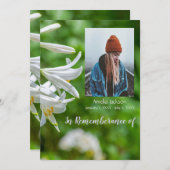 Service commémoratif Invitation Lys blancs Fleurs (Devant / Derrière)