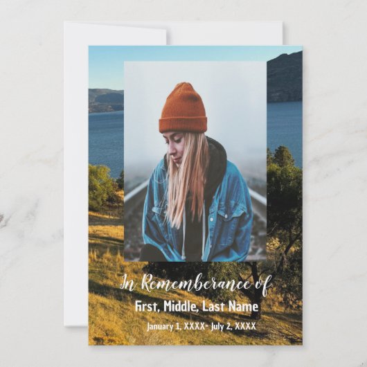 Service commémoratif Invitation Montagnes du lac O (Devant)