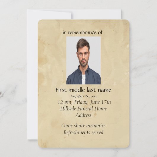 Service commémoratif Invitation Oiseau d'or (Dos)