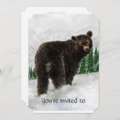 Service commémoratif Invitation Ours Noir Neige Mt (Devant / Derrière)