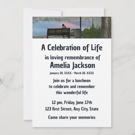 Service commémoratif Invitation Park Bench Lake Mo (Dos)