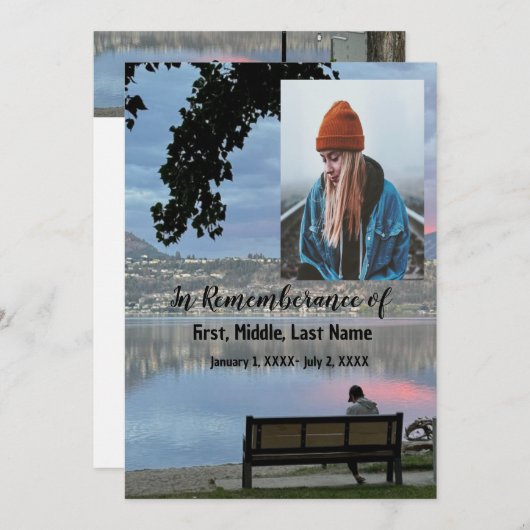 Service commémoratif Invitation Park Bench Lake Mo (Devant / Derrière)
