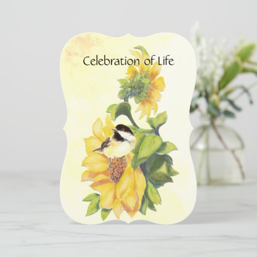 Service commémoratif Invitation Pickadee Bird Sunf (Debout devant)