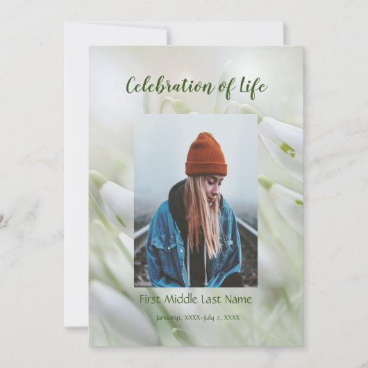 Service commémoratif Invitation Snowdrop Garden Fl (Devant)