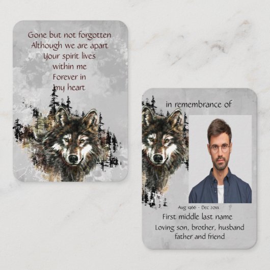 Service commémoratif Invitation Wolf Wolves Animal (Devant / Derrière)