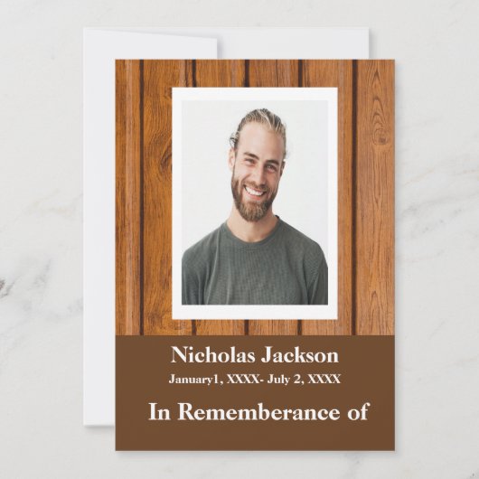 Service commémoratif Invitation Wood Masculine (Devant)