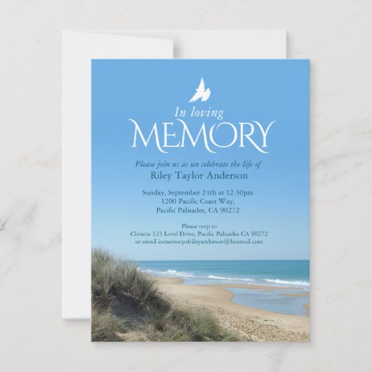 Service commémoratif invitations funéraires de pla (Devant)