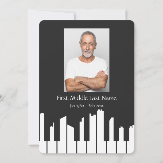 Service commémoratif Musique Invitation Piano Keys (Devant)