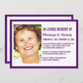 Service commémoratif photo ou invitations funérair (Devant / Derrière)