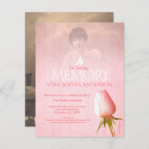 Service commémoratif photo rose rose invitations f