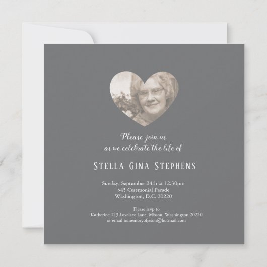 Service commémoratif photo ruban rose invitations (Dos)