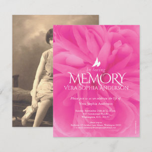 Service commémoratif rose rose roses invitations f