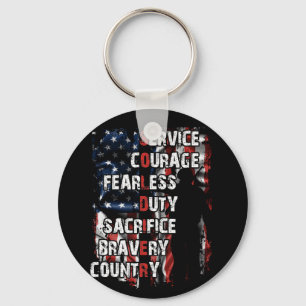 Service Courage Fearless Offer Bravery Land Sleutelhanger