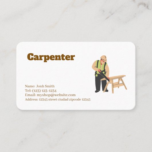 service de charpentier carte de visite modifiable (Devant)