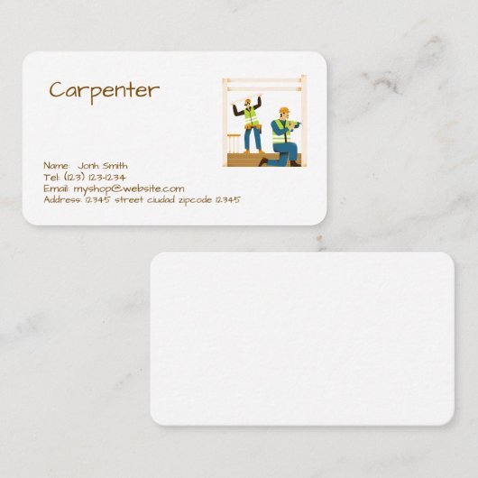 service de charpentier carte de visite modifiable (Devant / Derrière)
