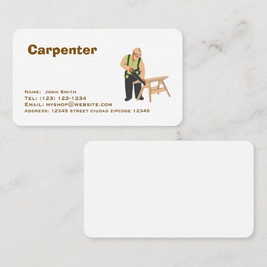service de charpentier carte de visite modifiable (Devant / Derrière)