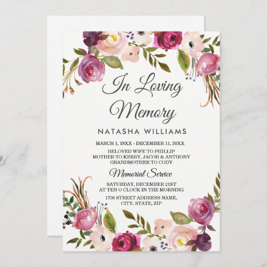 Service de Faire-part botanique Floral (Devant / Derrière)