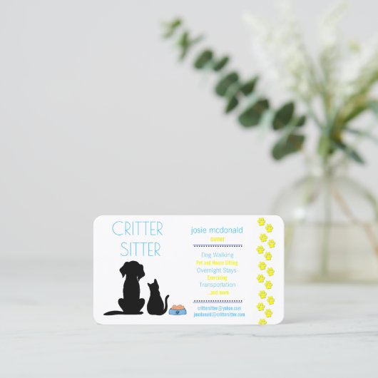 service de garde d'animaux carte de visite (Debout devant)