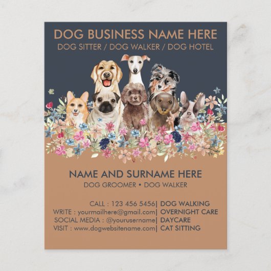 Service de gardiennage de chien marron navy Flyer (Devant)