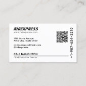 Service de location de voitures noires Carte de vi (Dos)