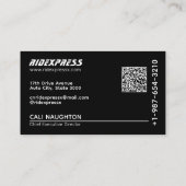 Service de location de voitures noires Carte de vi (Dos)