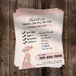Service de nettoyage à domicile Rose Gold Ménage<br><div class="desc">Service de nettoyage à domicile Parties scintillant rose Rose Gold Flyers ménagers.</div>