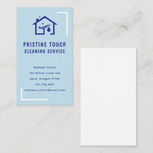 Service De Nettoyage carte de visite Vertical Sur  (Devant / Derrière)