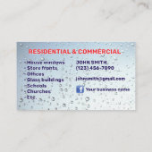 Service de nettoyage de verre Cartes de visite (Dos)