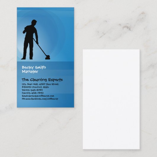 Service de nettoyage Homme Carte de visite avec Mo (Devant / Derrière)