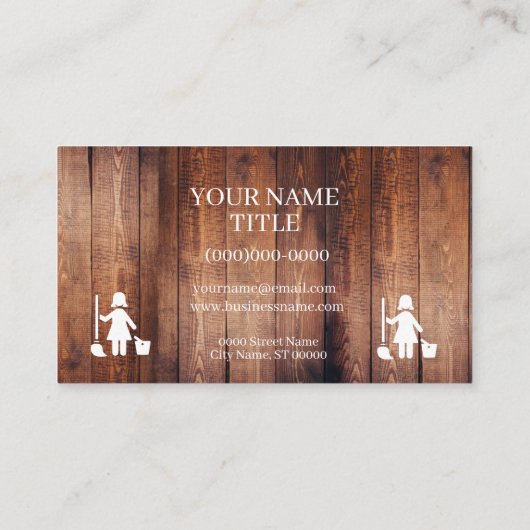 Service de nettoyage rustique Carte de visite doub (Dos)