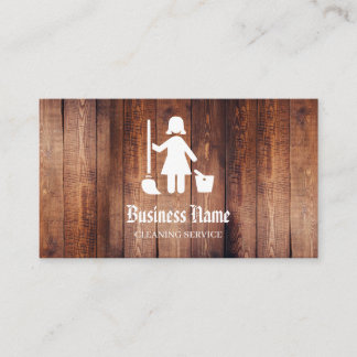 Service de nettoyage rustique Carte de visite doub