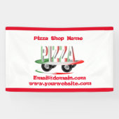 Service de pizza, vert rouge, bannière personnalis (Horizontal)