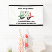 Service de pizza, vert rouge, bannière personnalis (En situation)