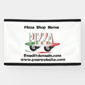 Service de pizza, vert rouge, bannière personnalis (Horizontal)