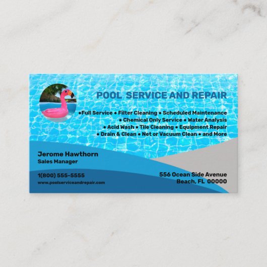 Service de pool et Carte de visite de réparation (Devant)