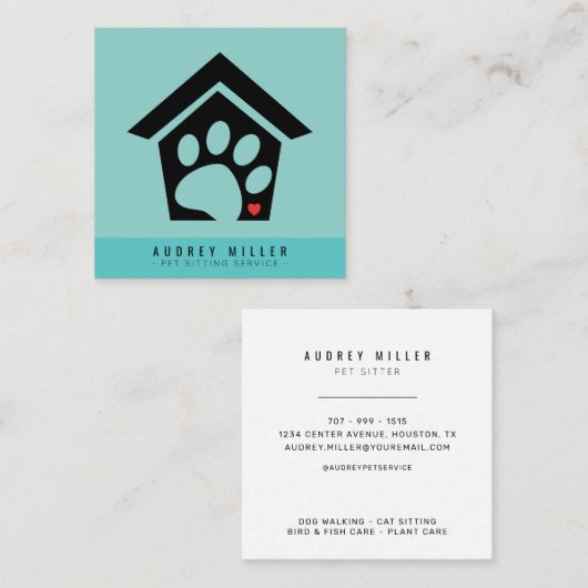 Service de pose pour animaux de compagnie Carte de (Devant / Derrière)