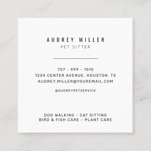 Service de pose pour animaux de compagnie Carte de (Dos)