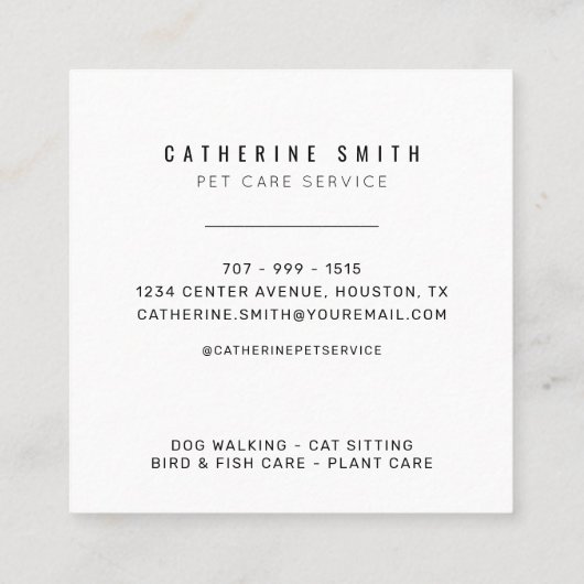 Service de pose pour animaux de compagnie Carte de (Dos)