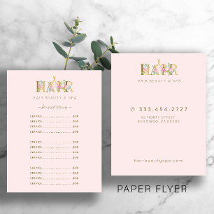 Service de salon de coiffure de luxe flyer menu ro