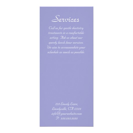 Service dentaire Menu Brochure Purple Crown Tooth (Dos)